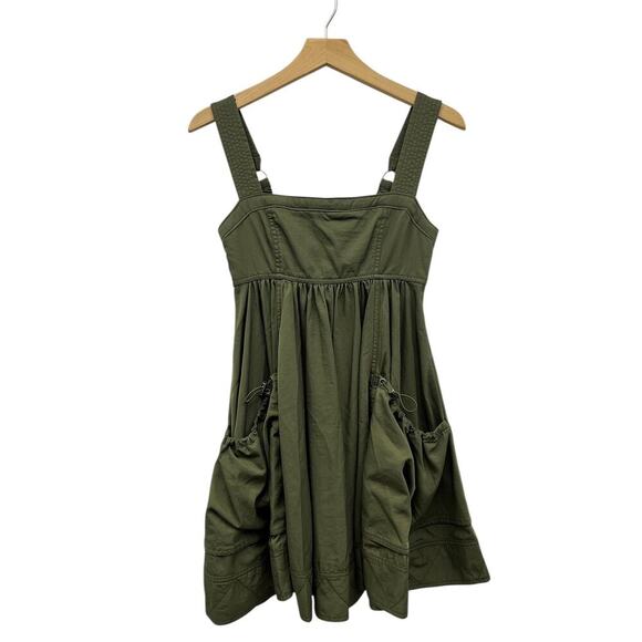 Pilcro by Anthropologie Square-Neck Utility Babydoll Dress in Olive size XS NWT - Picture 4 of 8